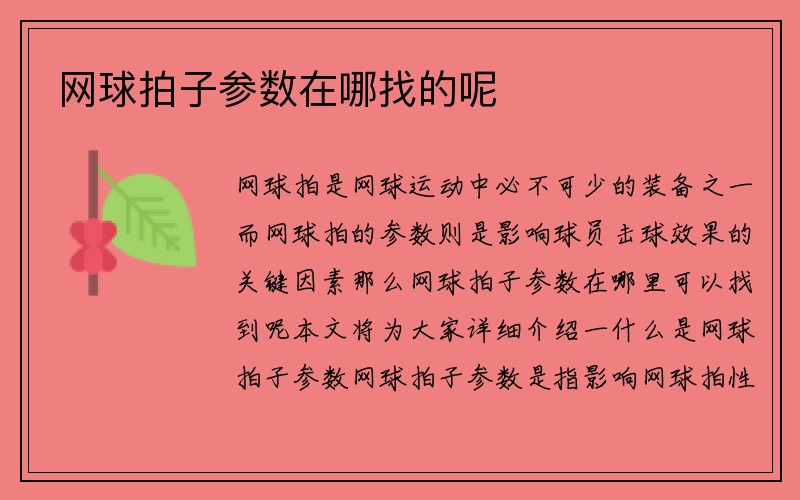 网球拍子参数在哪找的呢