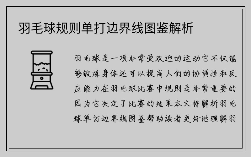 羽毛球规则单打边界线图鉴解析