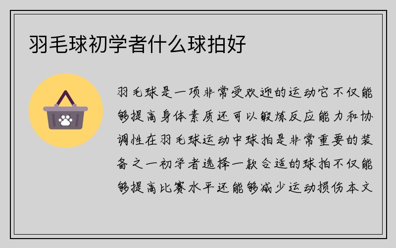 羽毛球初学者什么球拍好